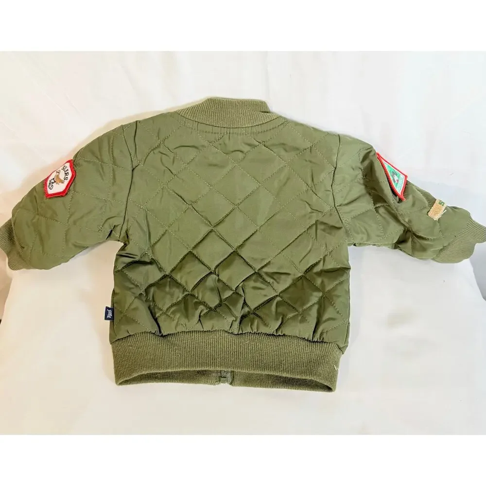 Baby BGosh Vintage (2000)Bomber Jacket  Quilted Zip Up With Patches 0-3months